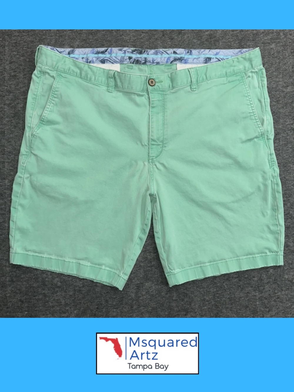 Tommy Bahama Mens Mint Green Chino Shorts Size 42 Cotton Lyocell Stretch